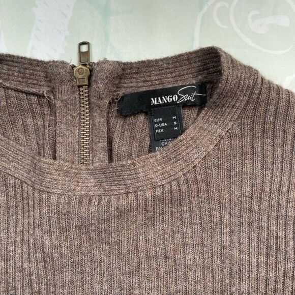 Mango Women's Heather Brown Ripped Soft Knit Sweater Size S - Picture 4 of 10